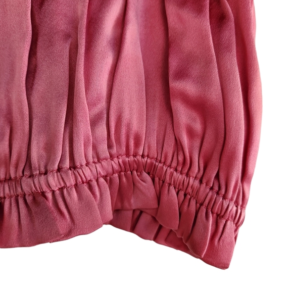 Pink Ruched 100% Silk Crop Top - Picture 6 of 9